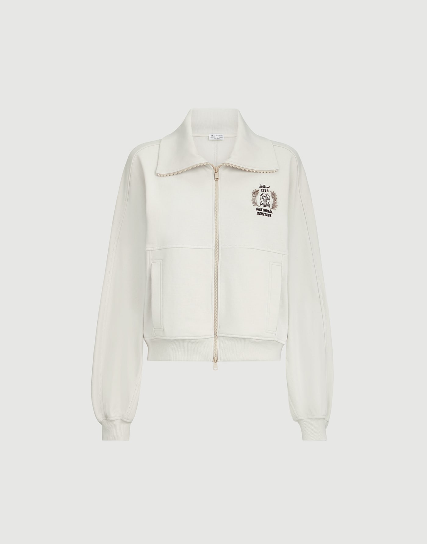 Smooth French terry sweatshirt with logo Milk Woman - Brunello Cucinelli