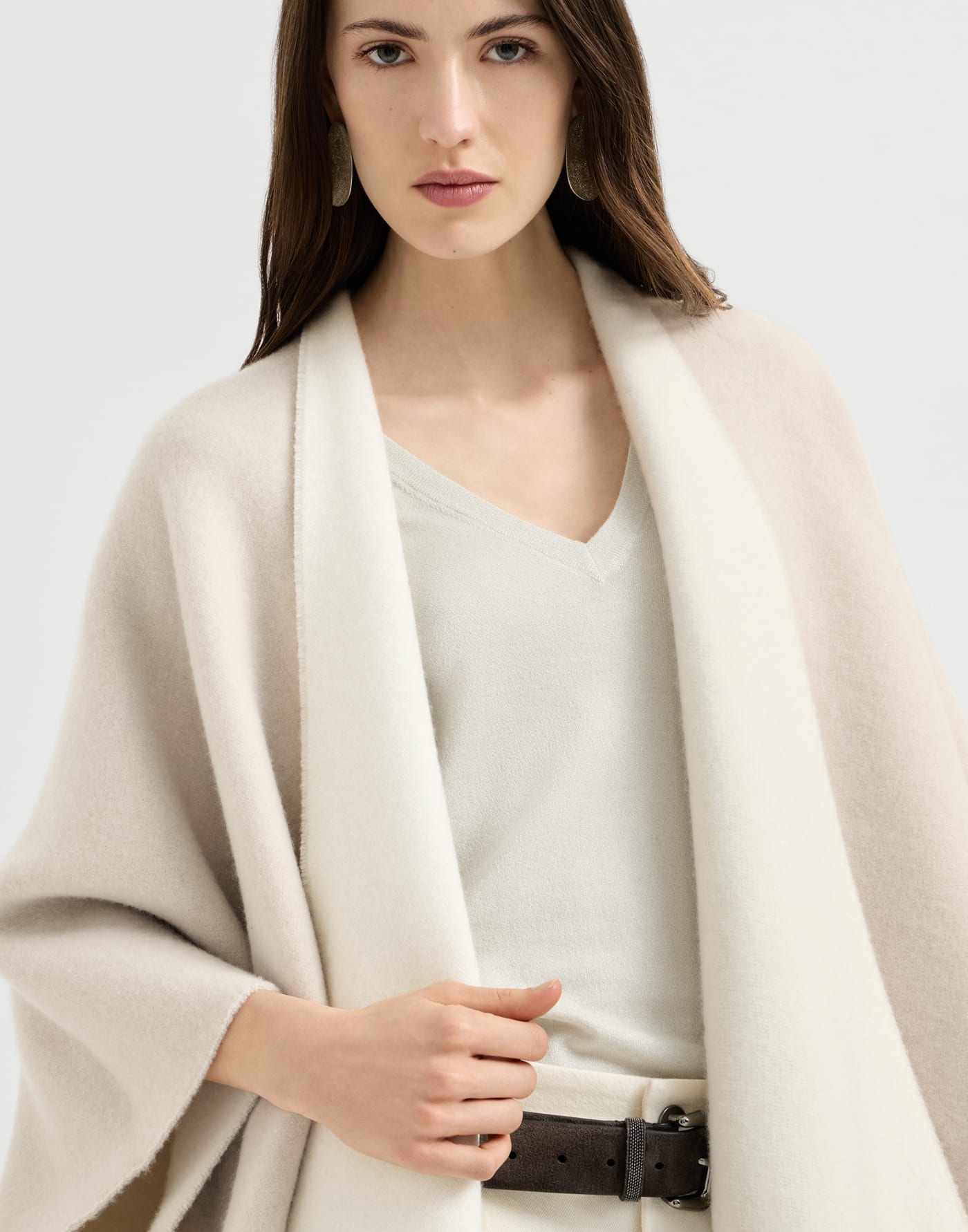 Wool and cashmere reversible poncho Panama Woman - Brunello Cucinelli