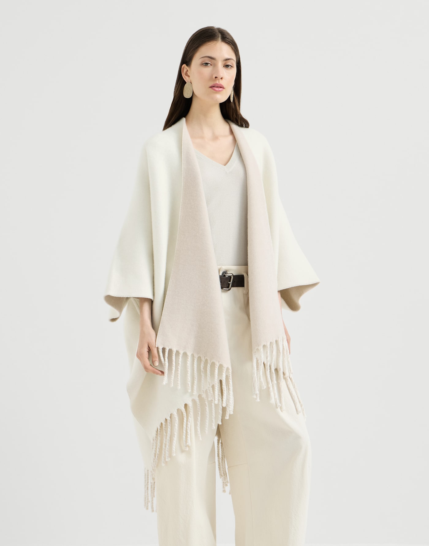 Wool and cashmere reversible poncho Panama Woman - Brunello Cucinelli
