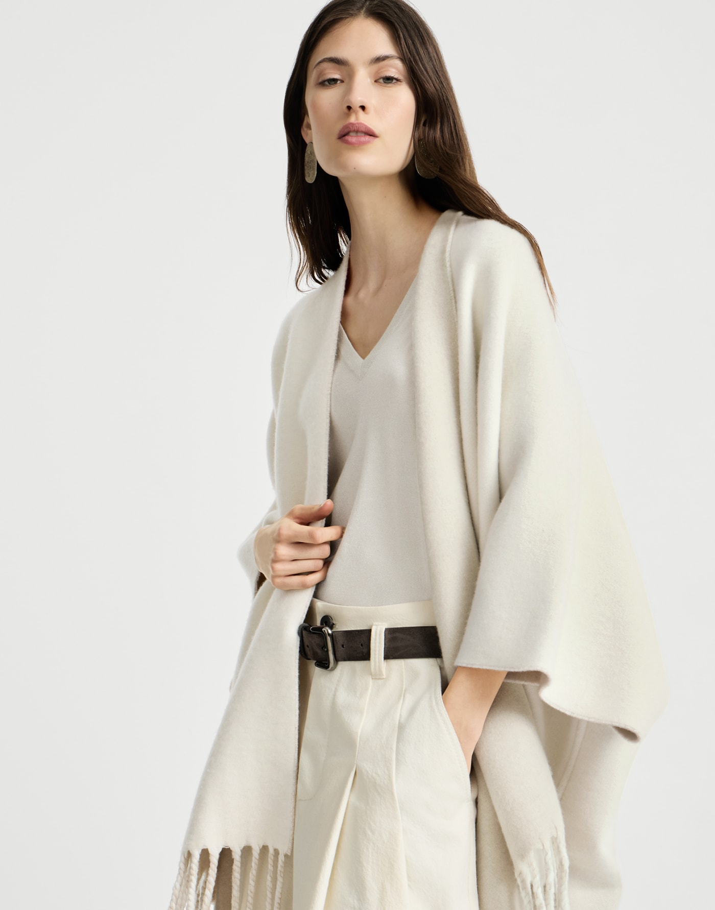 Wool and cashmere reversible poncho Panama Woman - Brunello Cucinelli