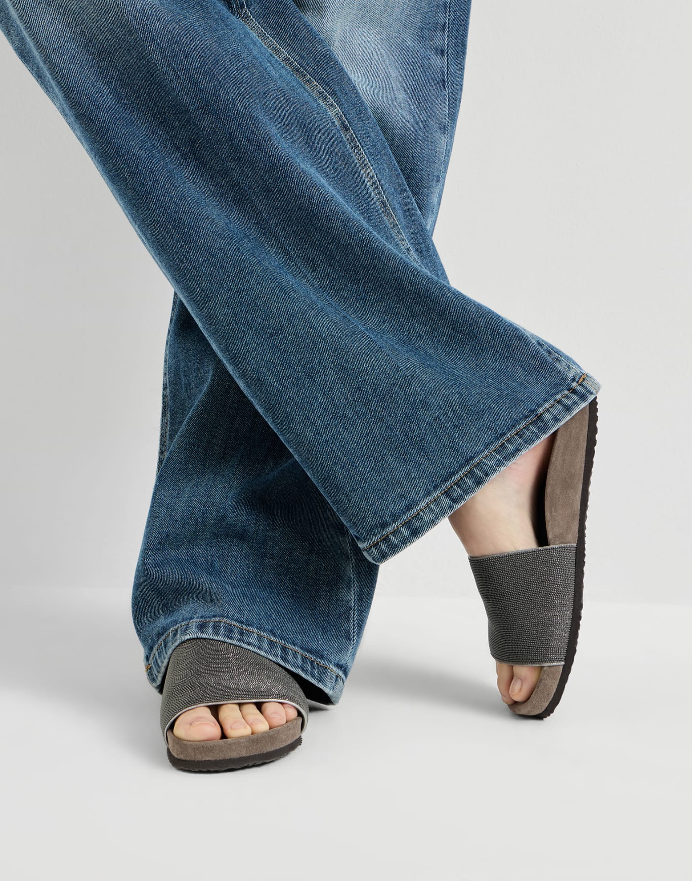 Suede slides Silver Woman - Brunello Cucinelli