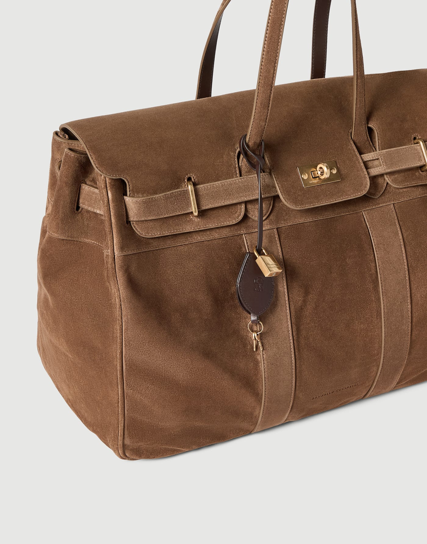 Explorer travel bag in suede Caramel Woman - Brunello Cucinelli