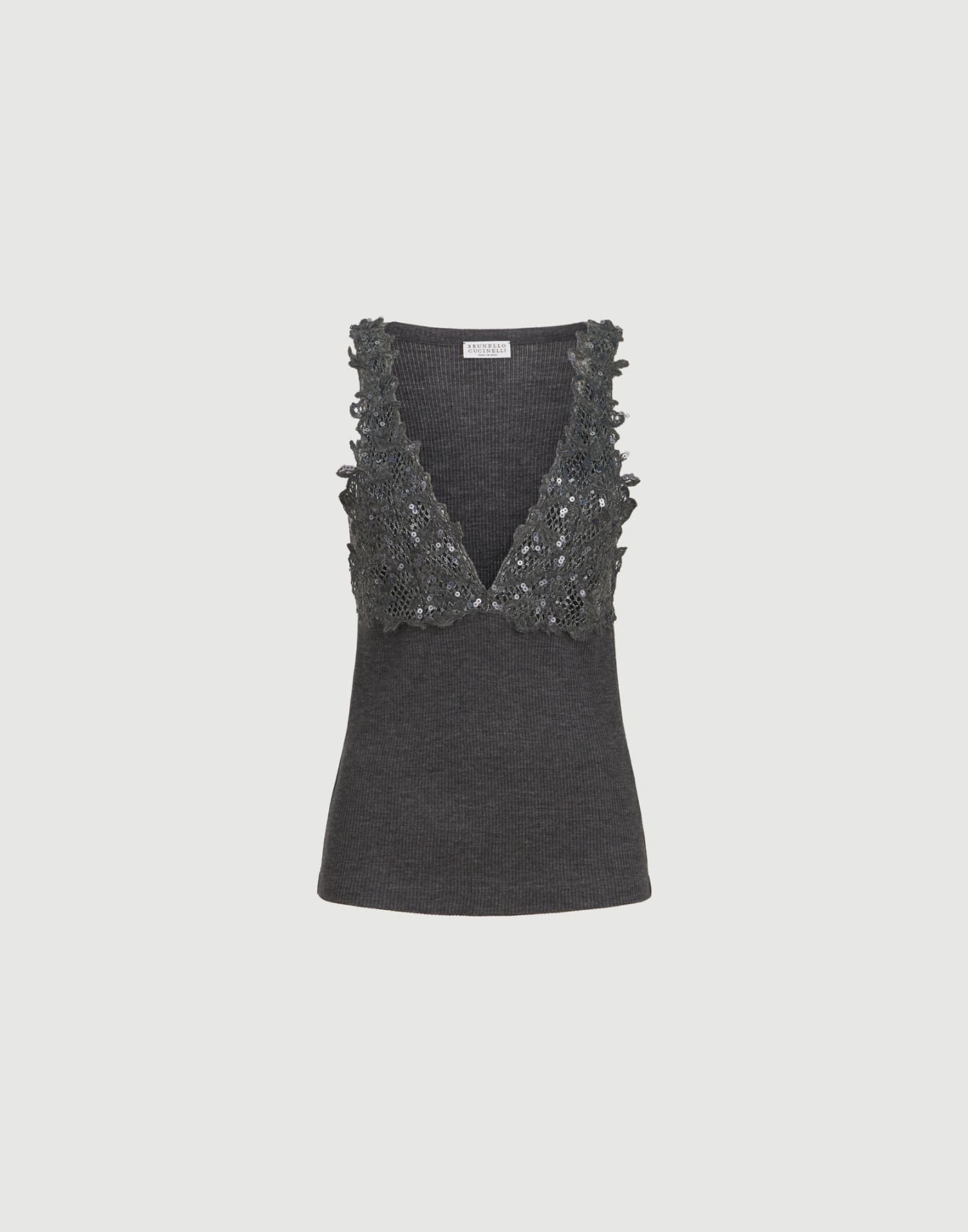 Top with dazzling lace embroidery Lead Woman - Brunello Cucinelli