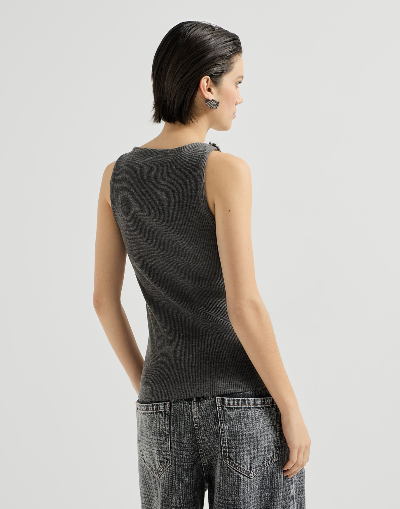 Top with dazzling lace embroidery Lead Woman - Brunello Cucinelli