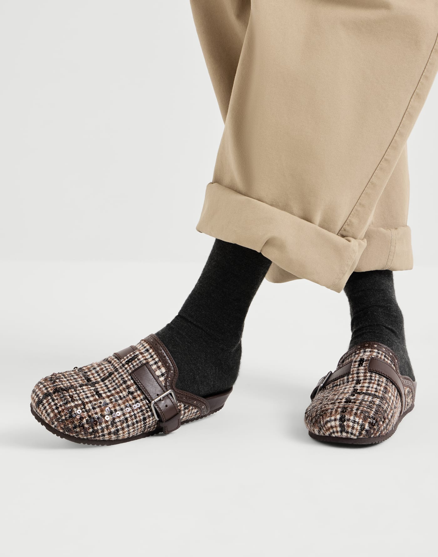 Dazzling Dégradé Embroidery slippers Brown Woman - Brunello Cucinelli