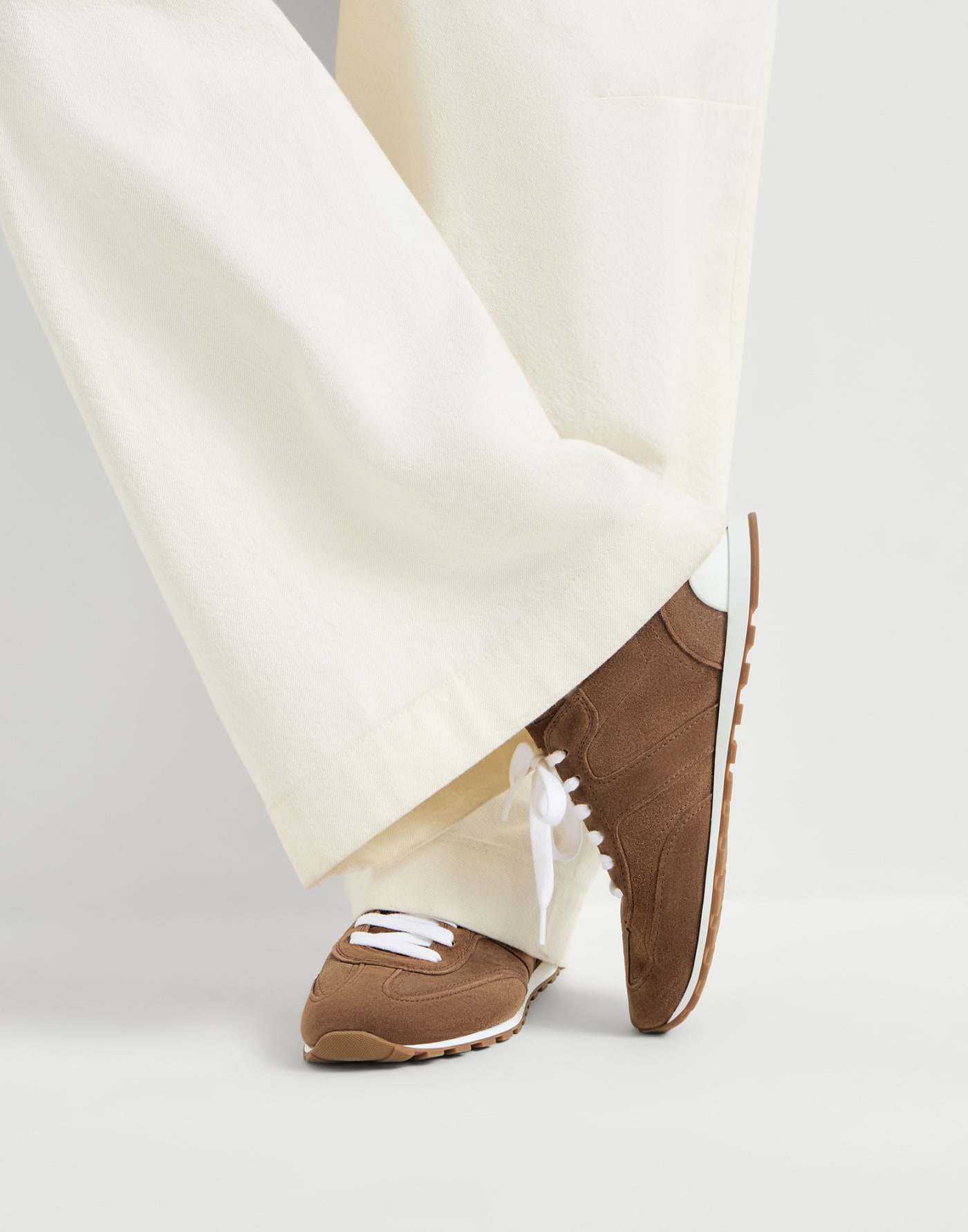 Suede sneakers with monili Caramel Woman - Brunello Cucinelli