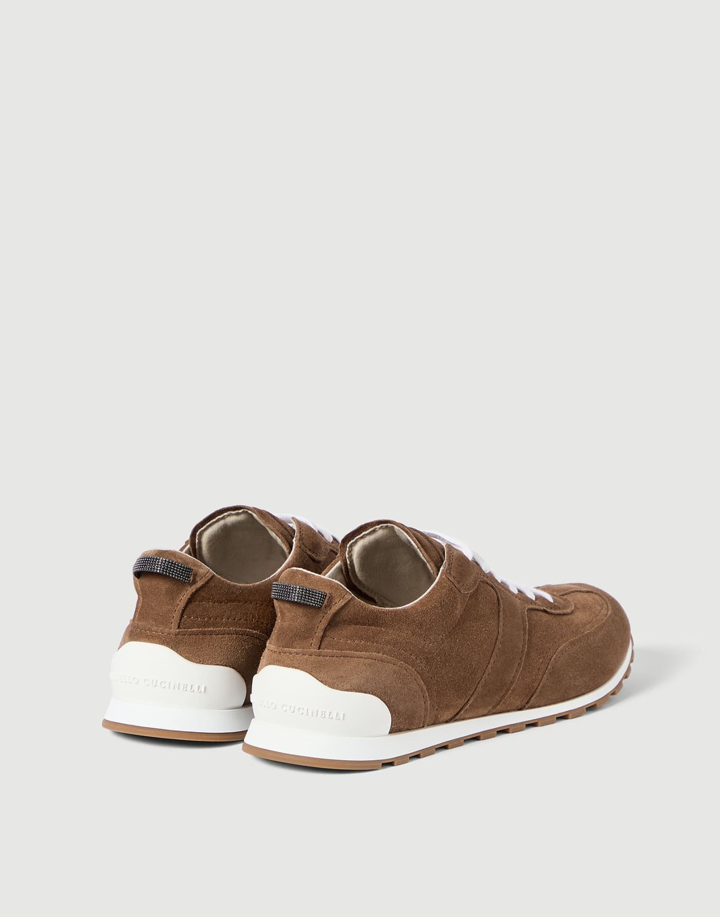 Suede sneakers with monili Caramel Woman - Brunello Cucinelli