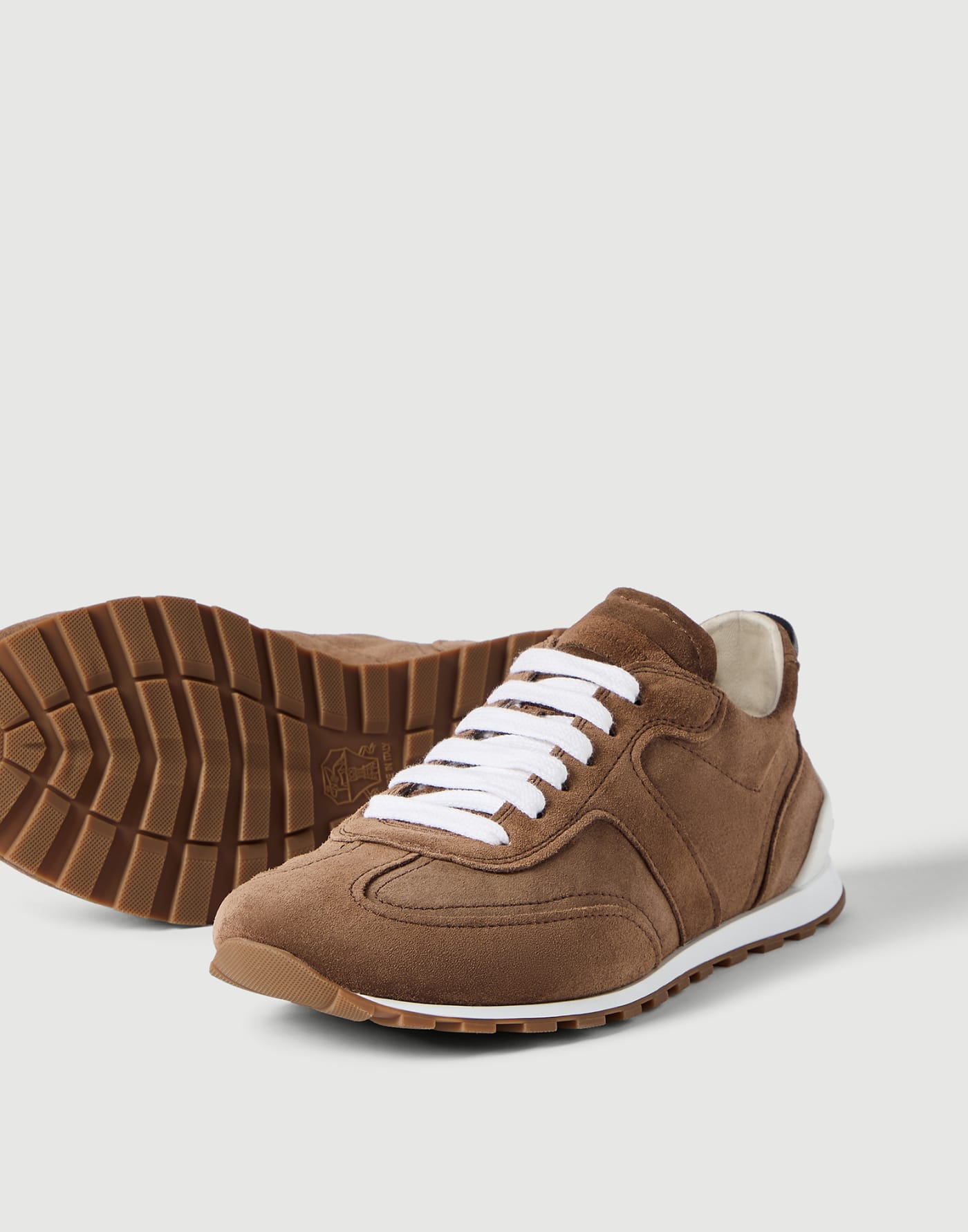 Suede sneakers with monili Caramel Woman - Brunello Cucinelli