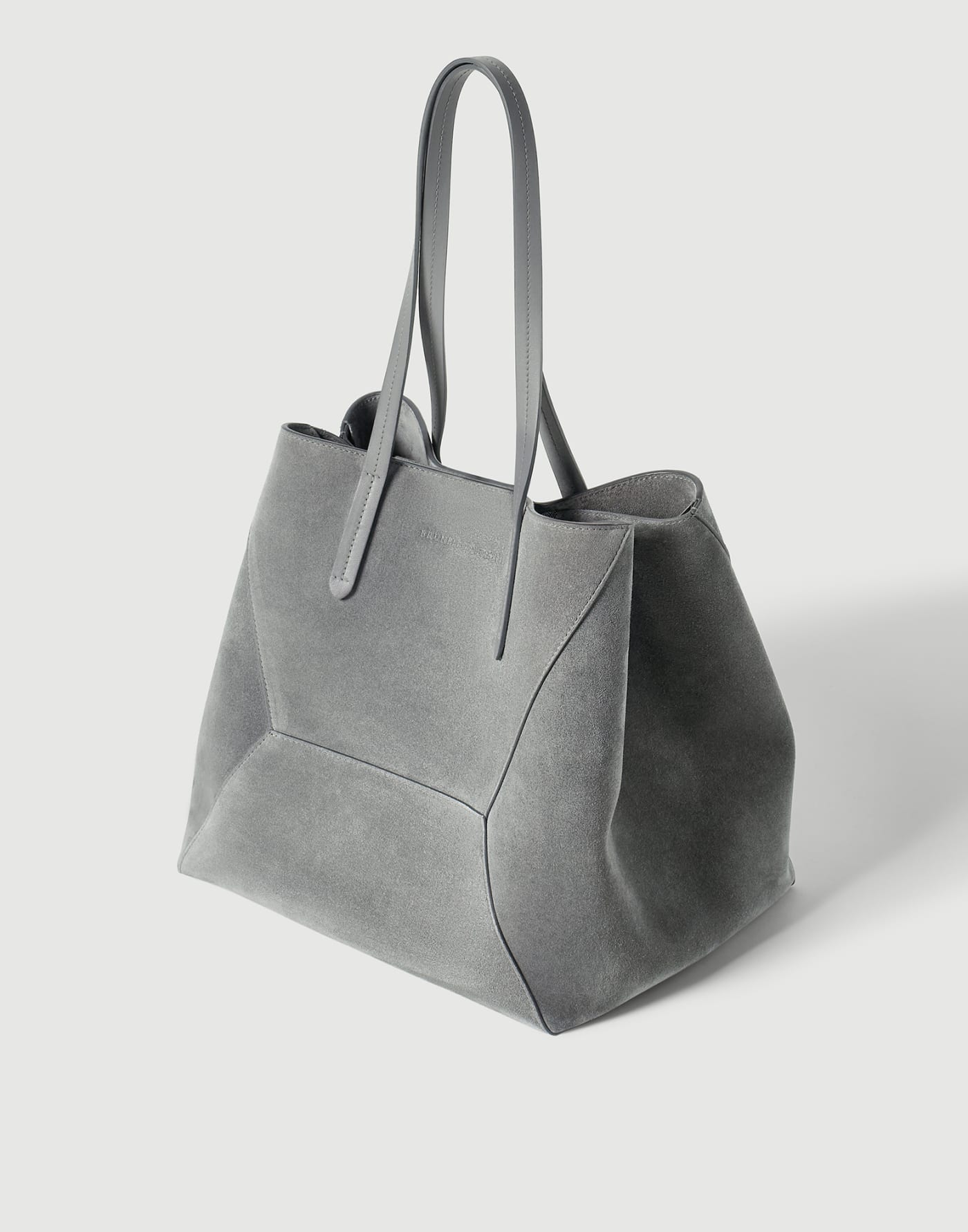 BC Duo bag in suede with monili Stone Grey Woman - Brunello Cucinelli
