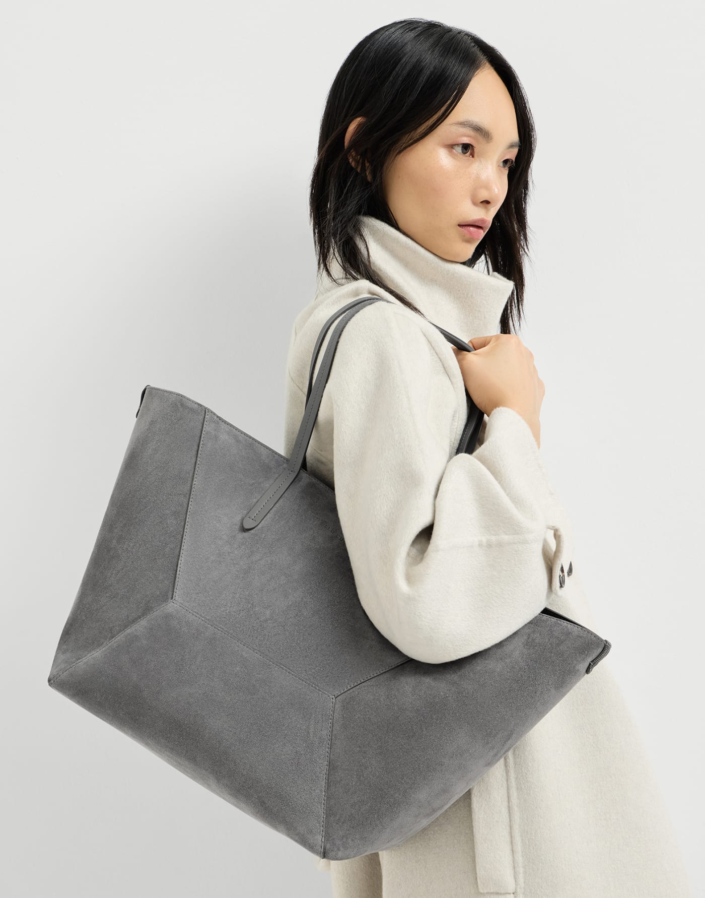 BC Duo bag in suede with monili Stone Grey Woman - Brunello Cucinelli
