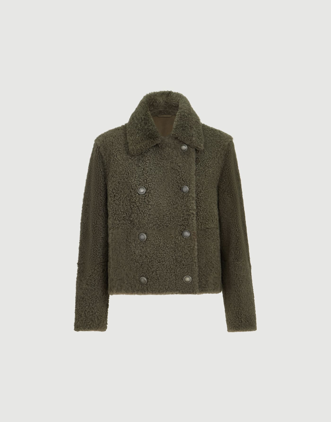 Fuzzy shearling pea coat Green Woman - Brunello Cucinelli