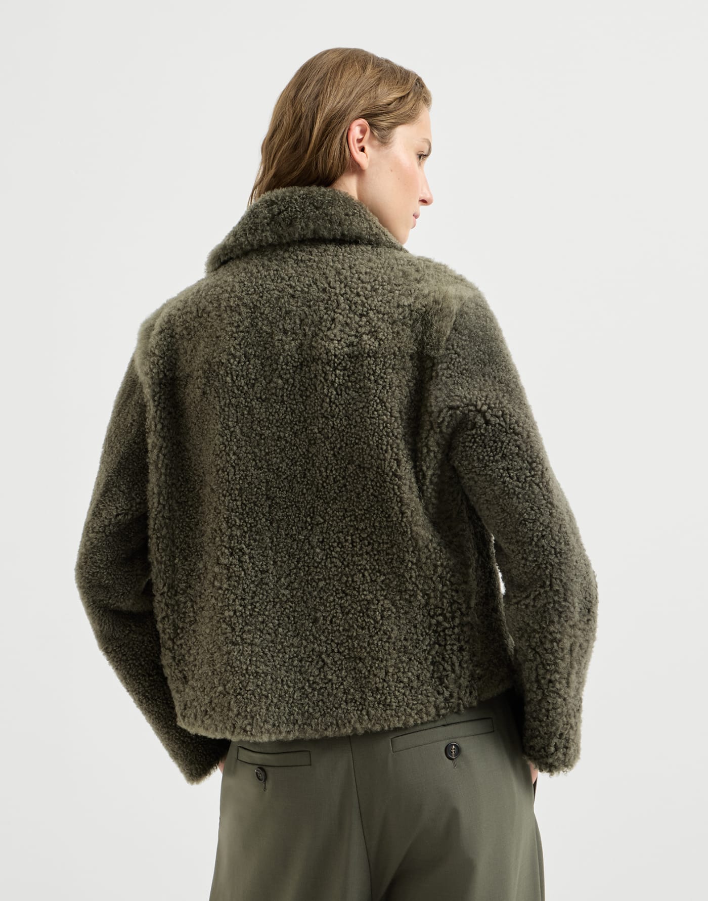 Fuzzy shearling pea coat Green Woman - Brunello Cucinelli