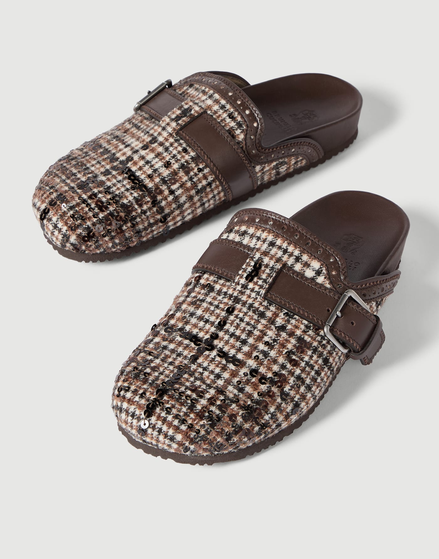 Dazzling Dégradé Embroidery slippers Brown Woman - Brunello Cucinelli