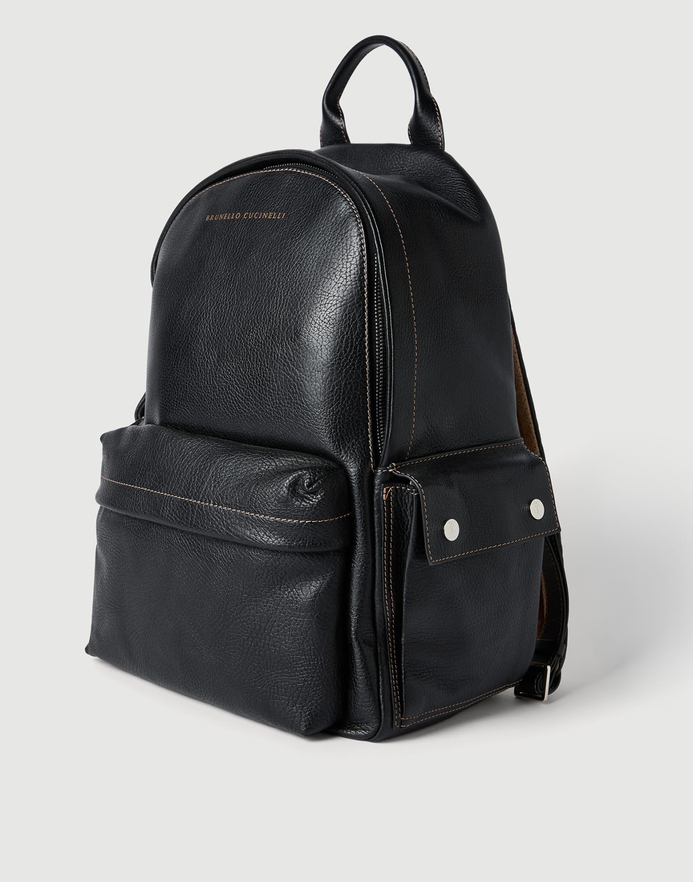 グレインドカーフスキン トラベルバックパック ブラック メンズ - Brunello Cucinelli