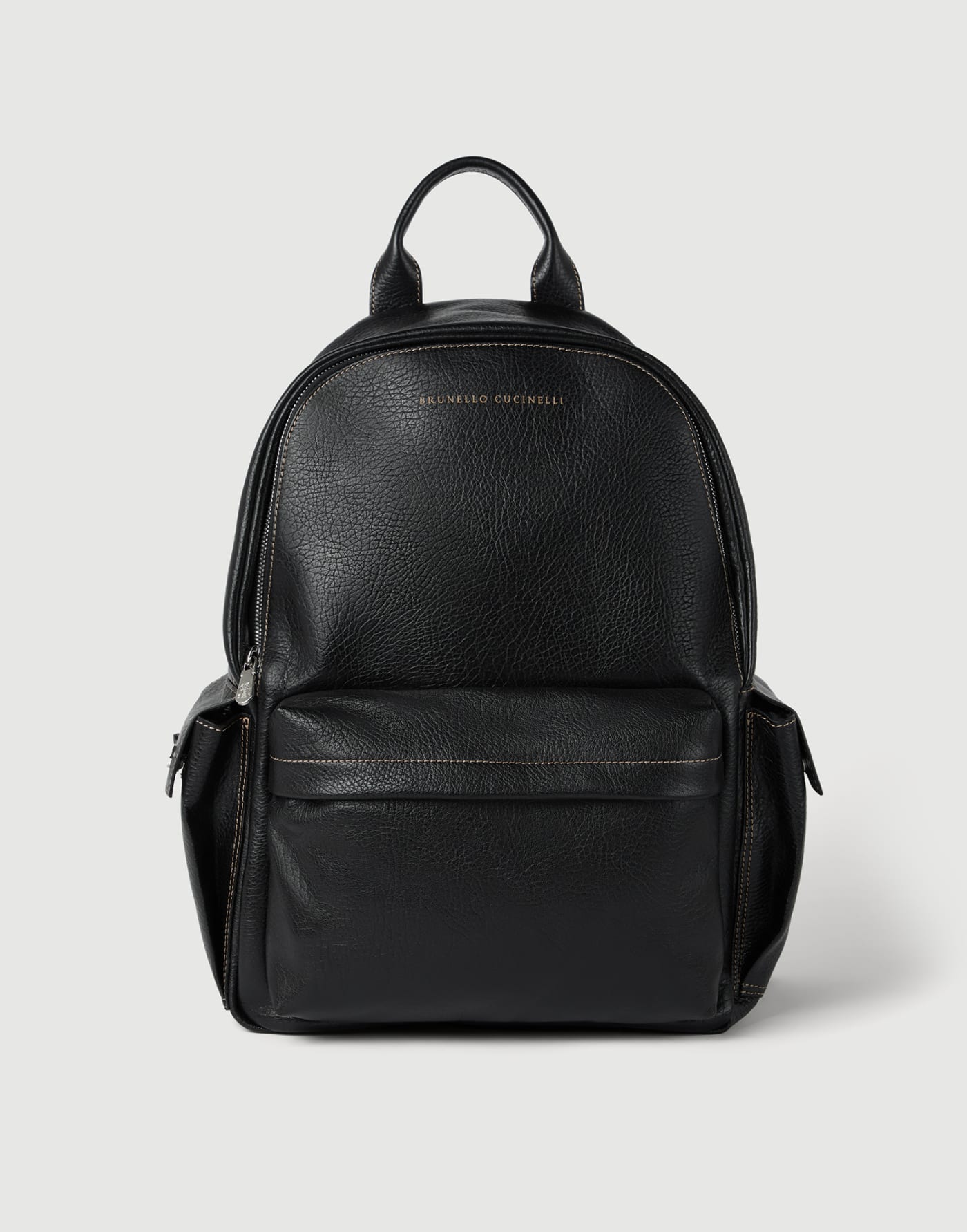 グレインドカーフスキン トラベルバックパック ブラック メンズ - Brunello Cucinelli