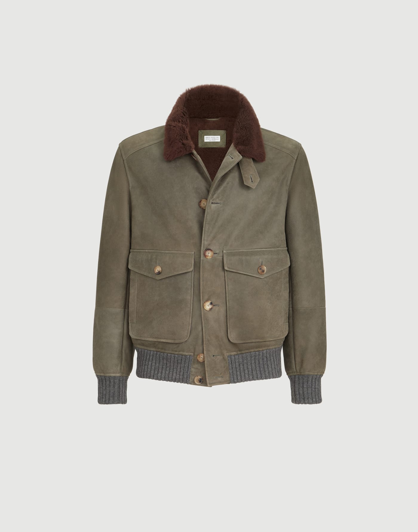 Waxed shearling bomber jacket Military Man - Brunello Cucinelli