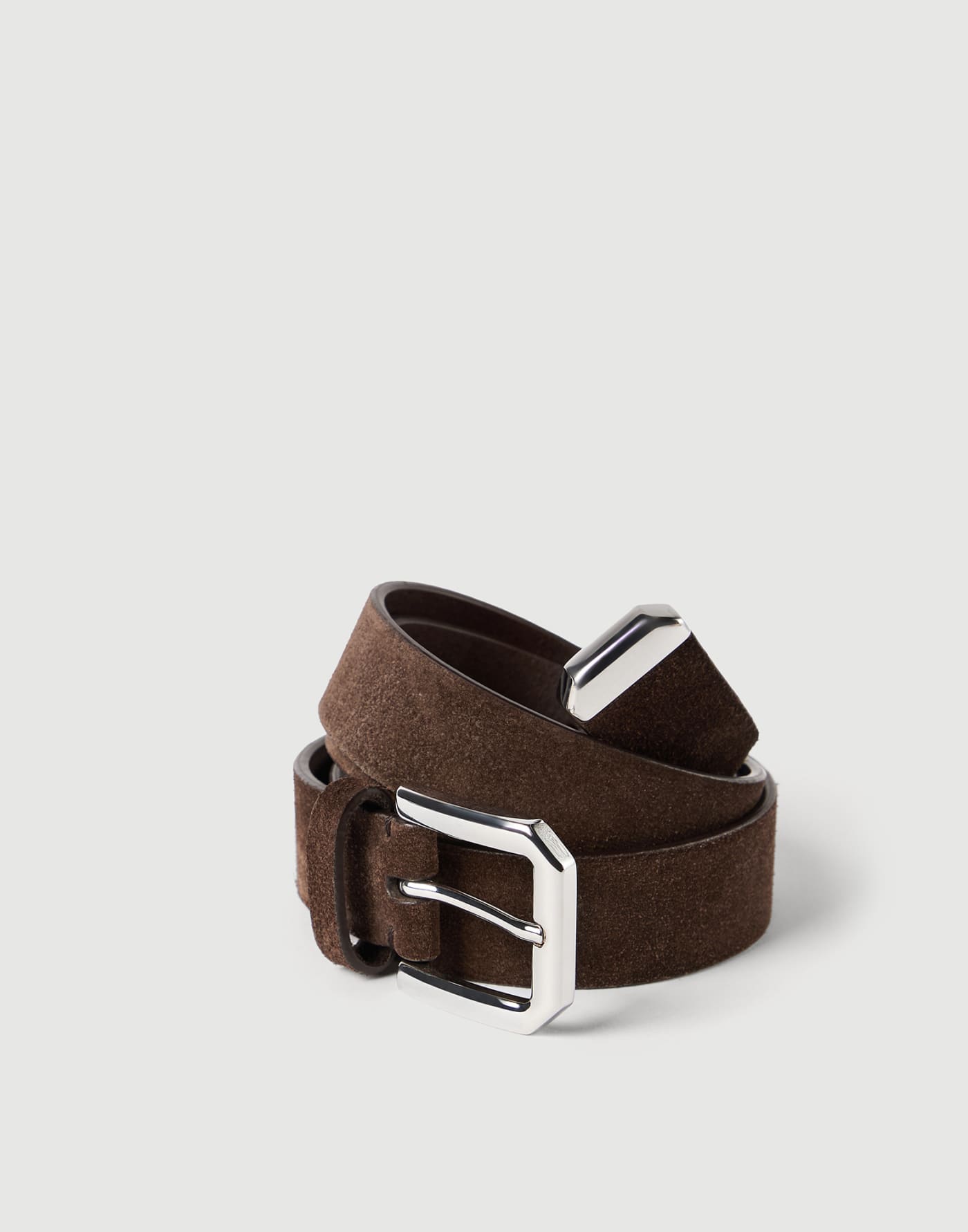 Ceinture en cuir retourné Brun Foncé Homme - Brunello Cucinelli