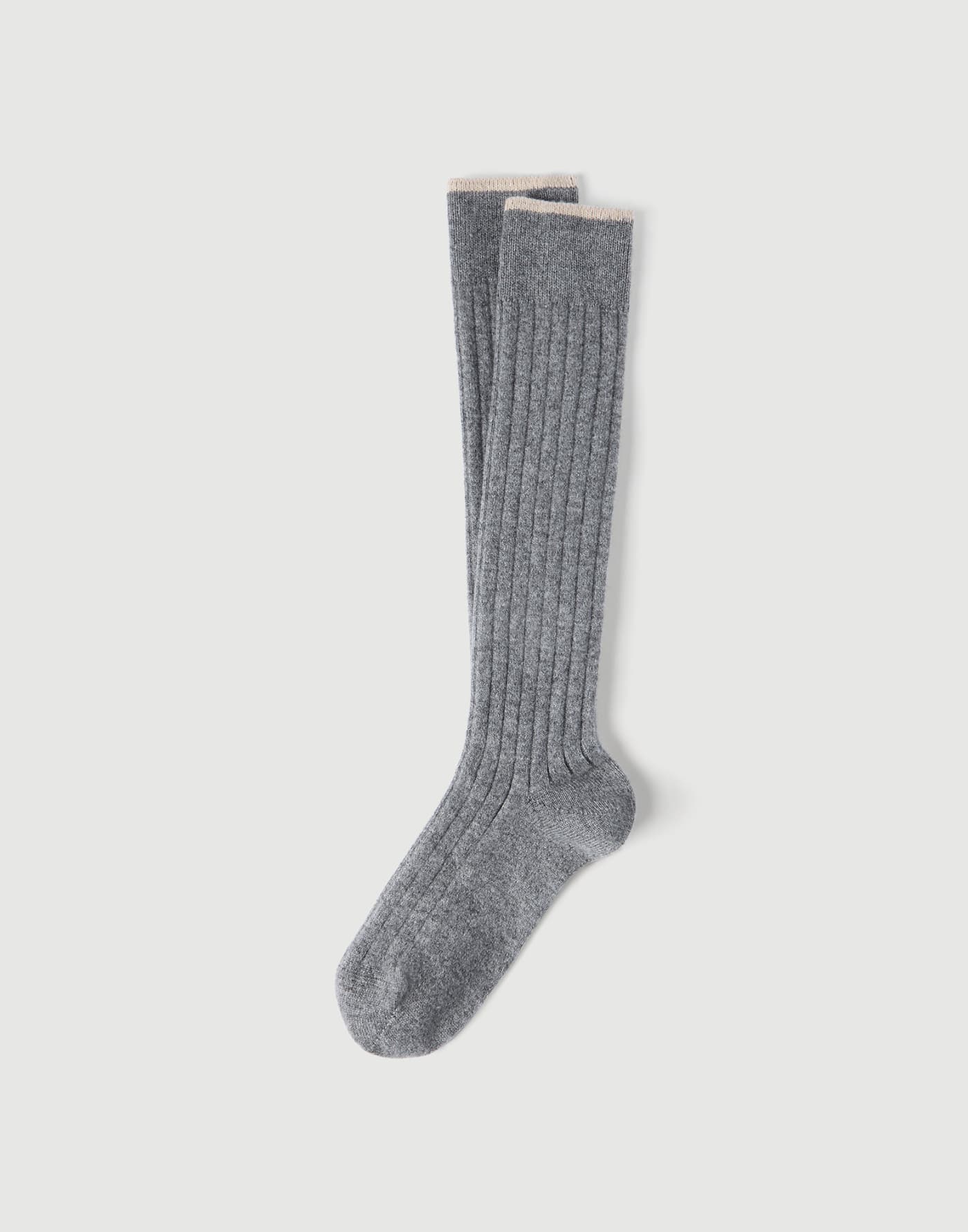 Socken aus Kaschmir in Rippenstrick Mittelgrau Herren - Brunello Cucinelli
