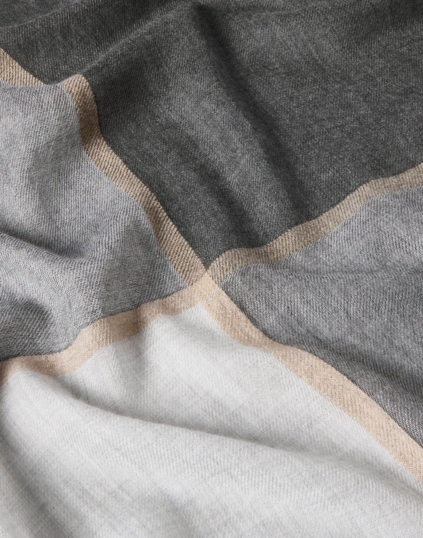 Cashmere and silk color block scarf Lead Man - Brunello Cucinelli