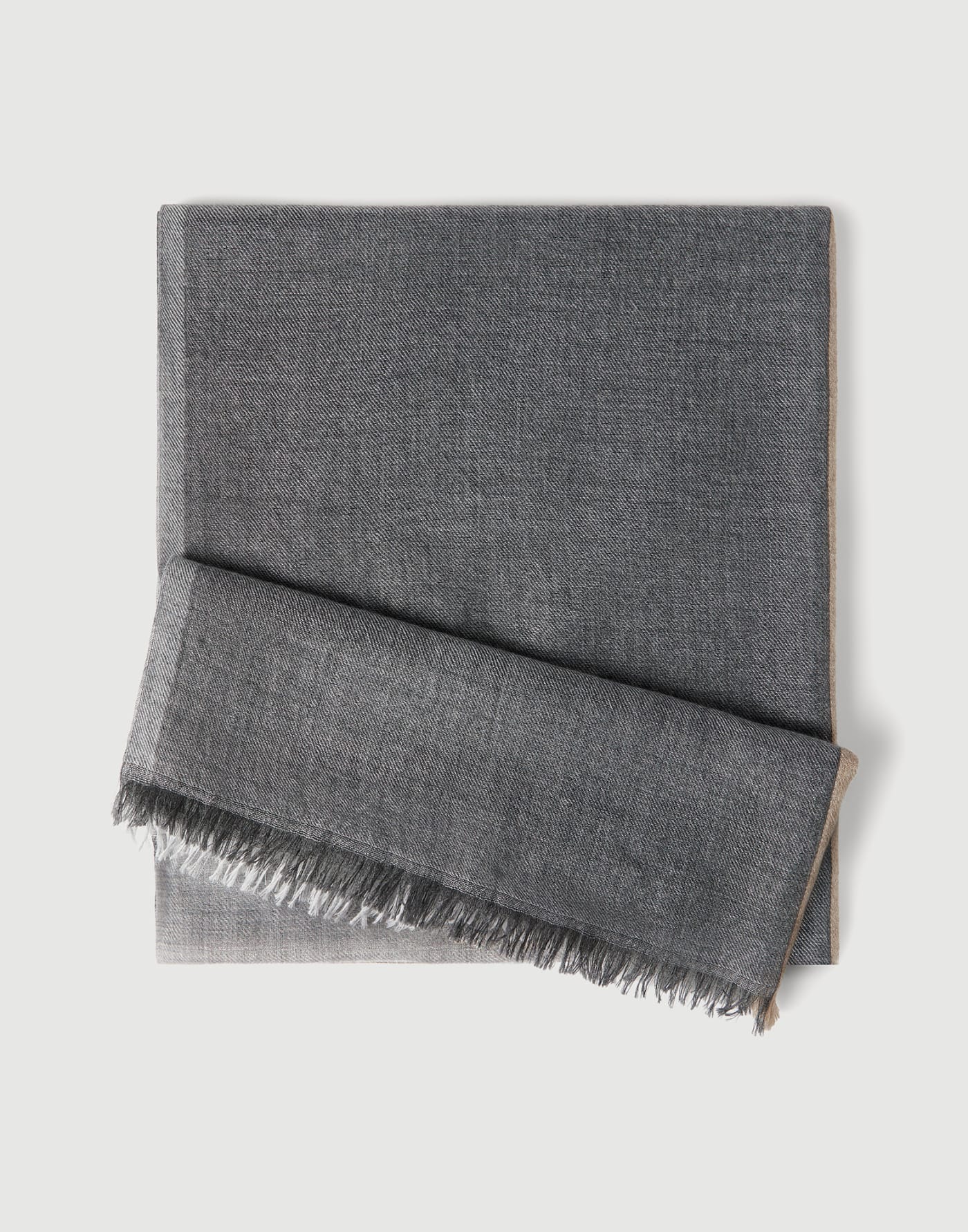 Cashmere and silk color block scarf Lead Man - Brunello Cucinelli