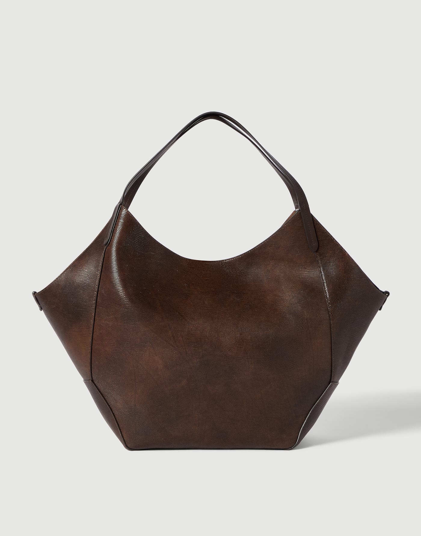 Borsa Duo shopper reversibile effetto lizard Testa di Moro Donna - Brunello Cucinelli