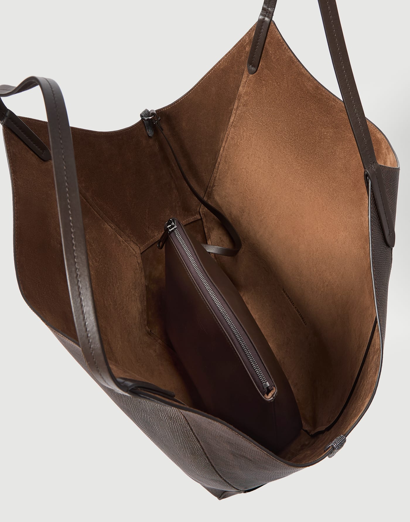 Borsa Duo shopper reversibile effetto lizard Testa di Moro Donna - Brunello Cucinelli