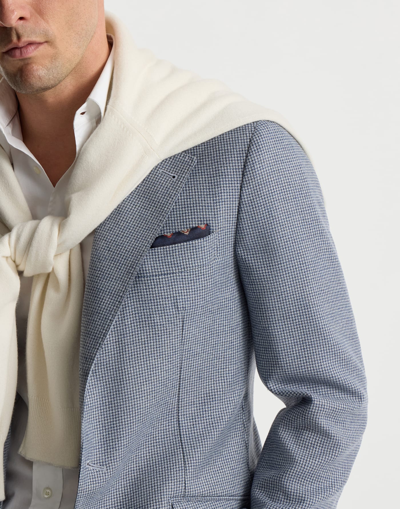 Silk pocket square with pattern Navy Blue Man - Brunello Cucinelli