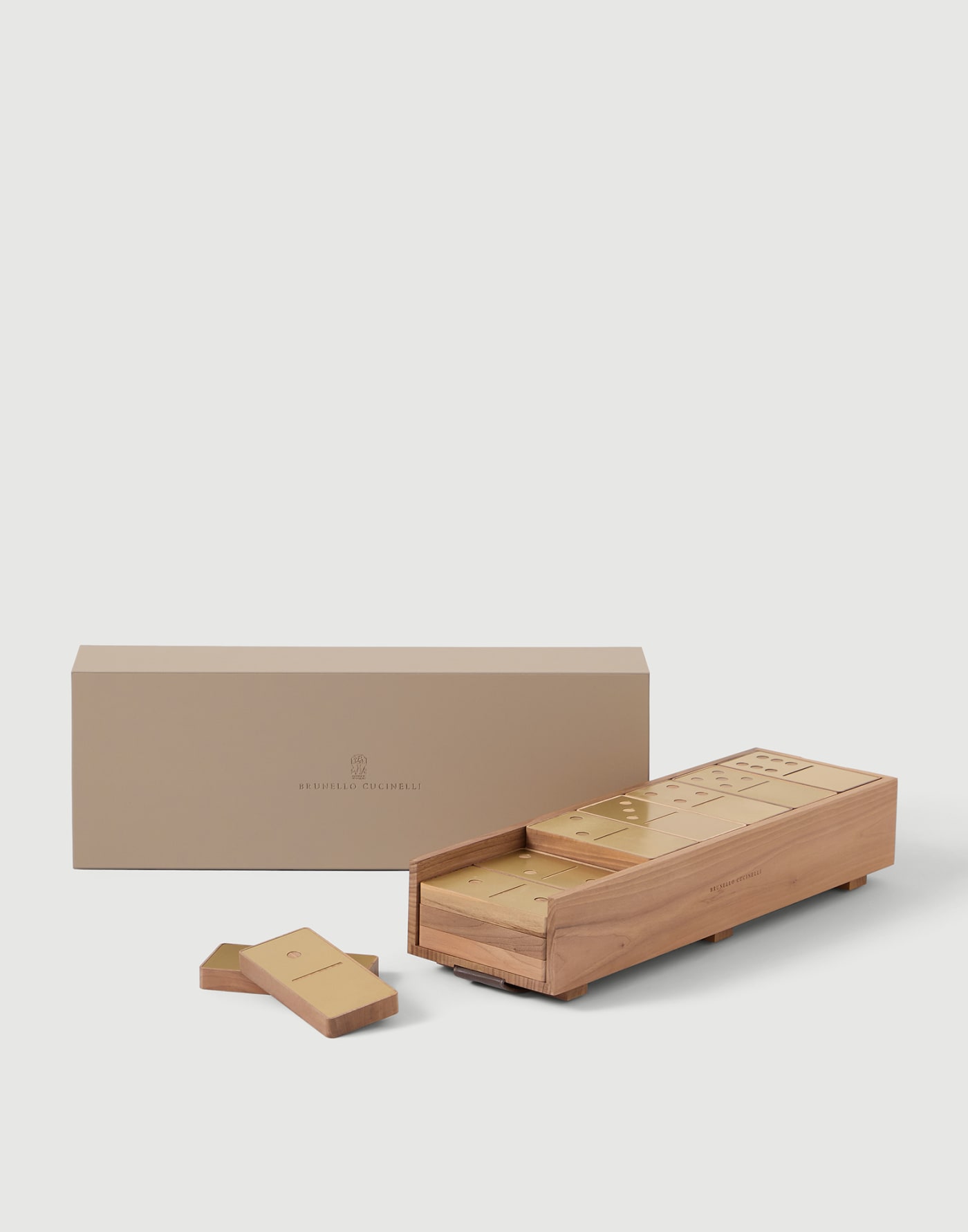 Wood and brass dominoes set Hazelnut Lifestyle - Brunello Cucinelli