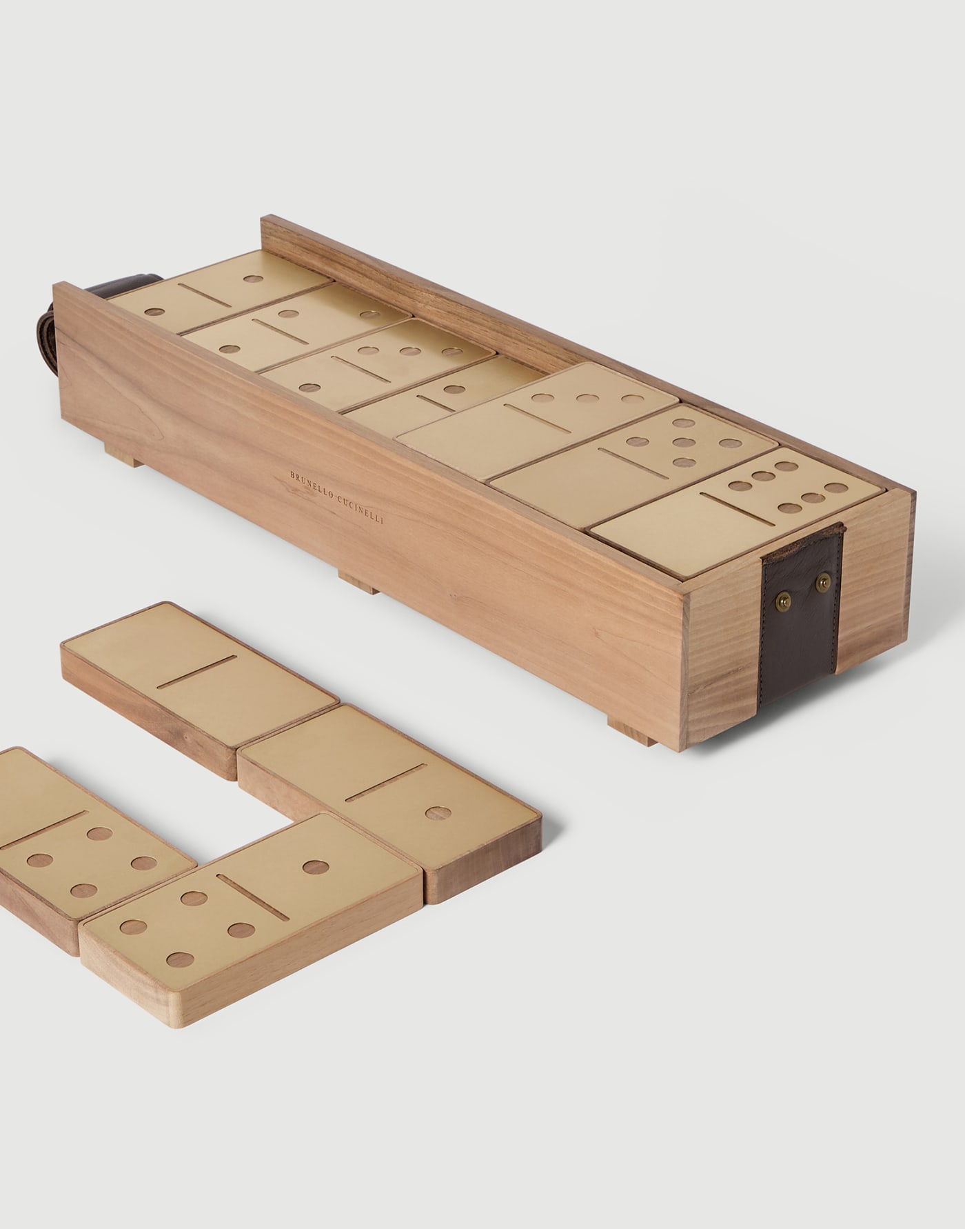 Wood and brass dominoes set Hazelnut Lifestyle - Brunello Cucinelli
