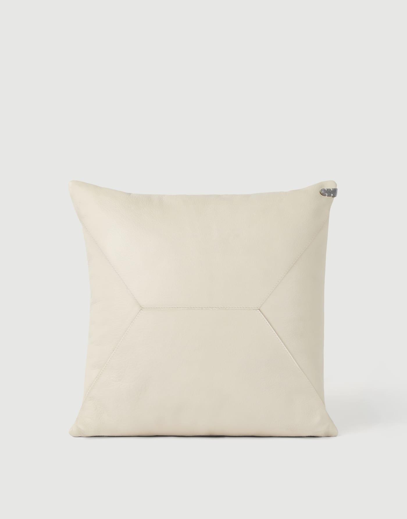 Cuscino in pelle con monile Avorio Lifestyle - Brunello Cucinelli