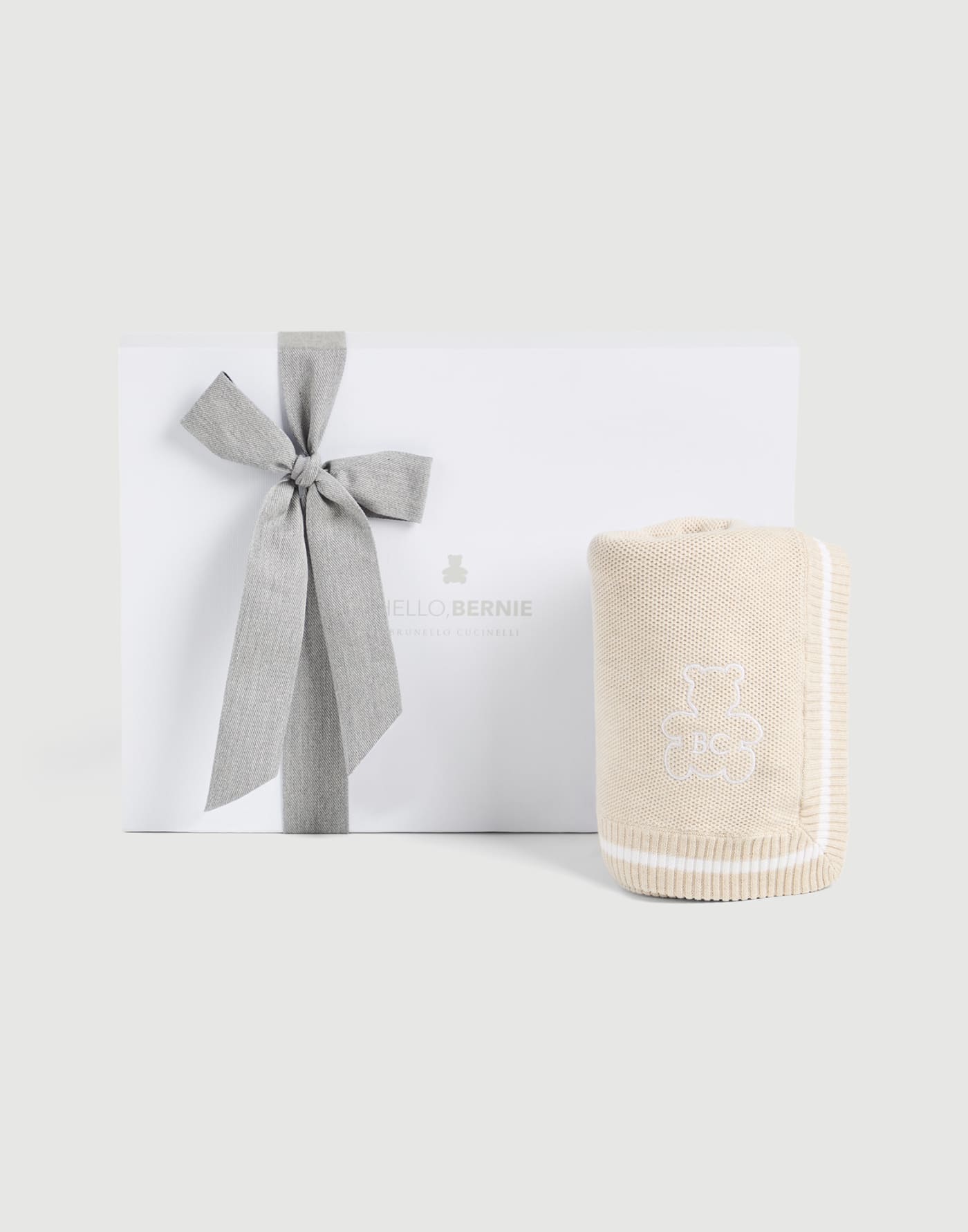 Coperta Baby Bernie in maglia di cotone Sabbia Baby - Brunello Cucinelli