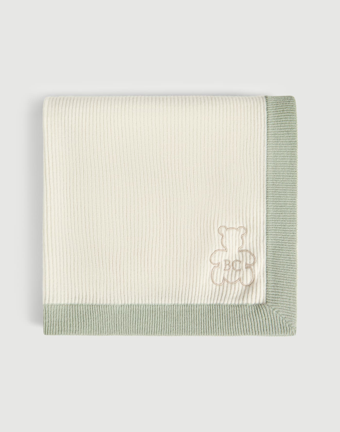 Copertina Baby Bernie a coste Bianco / Verde Baby - Brunello Cucinelli