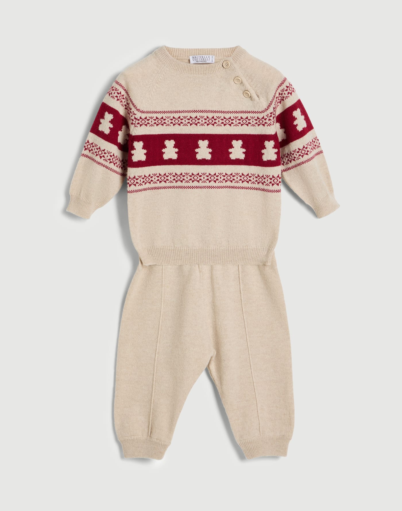 羊絨帆布長褲 紅色 嬰幼兒 - Brunello Cucinelli