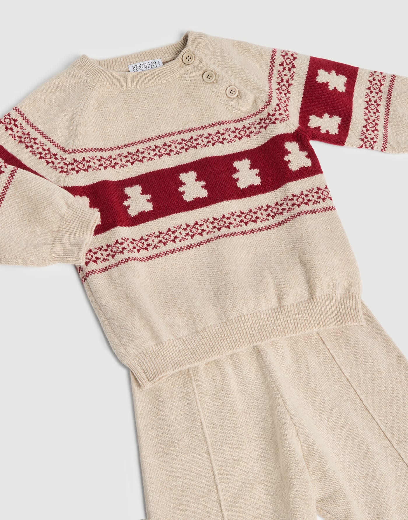 Baby jacquard coordinated set Red Baby - Brunello Cucinelli