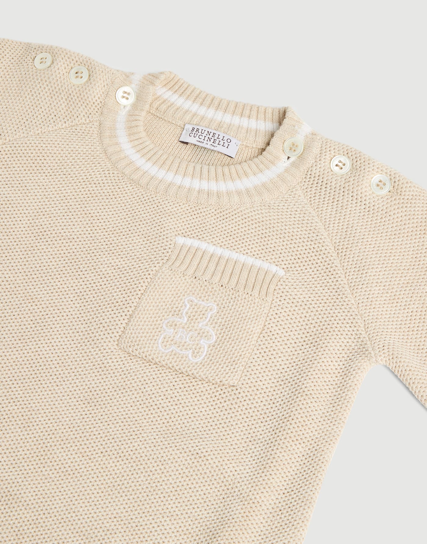 Tuta Baby Bernie in maglia Sabbia Baby - Brunello Cucinelli
