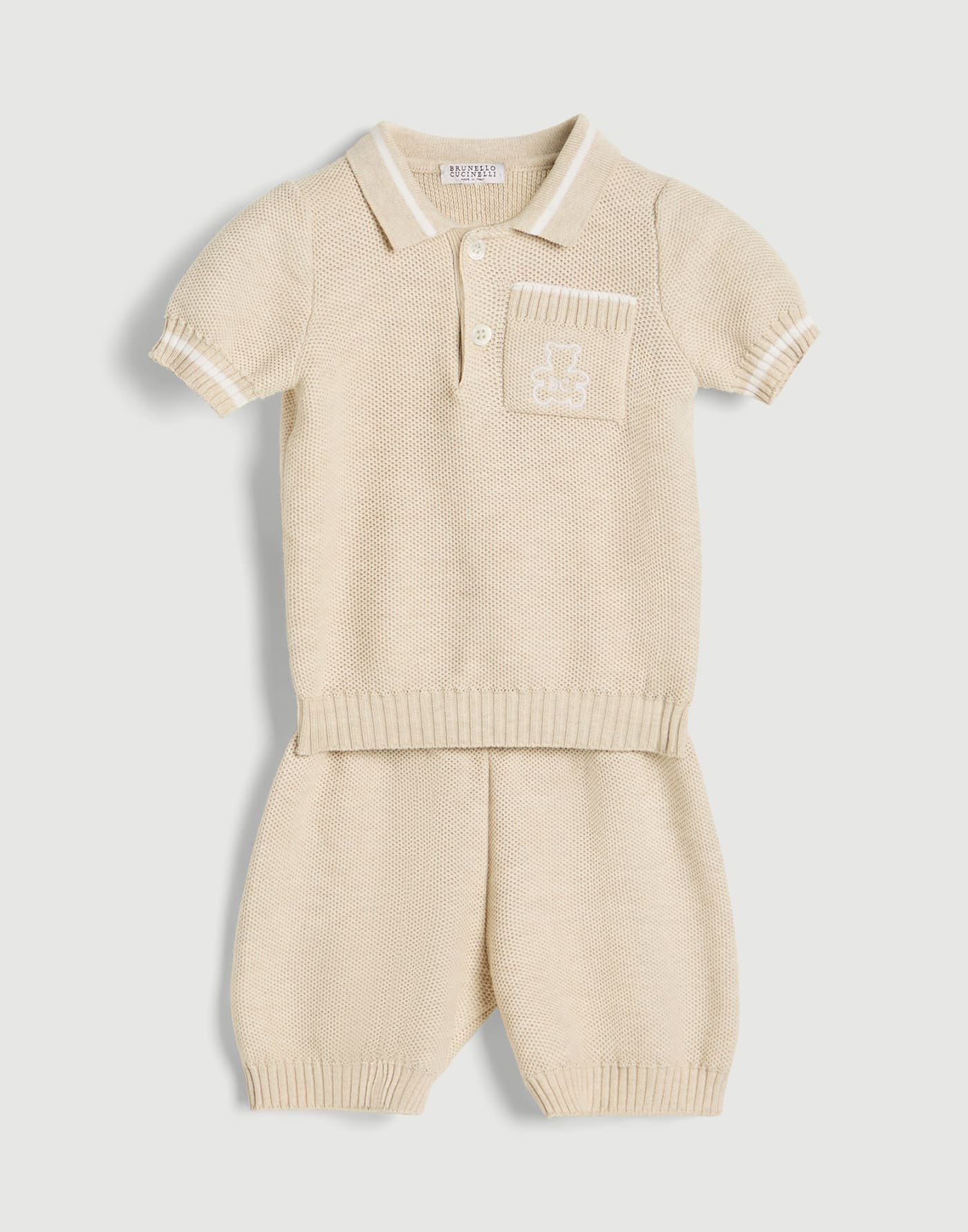 Baby knit coordinated set Sand Baby - Brunello Cucinelli