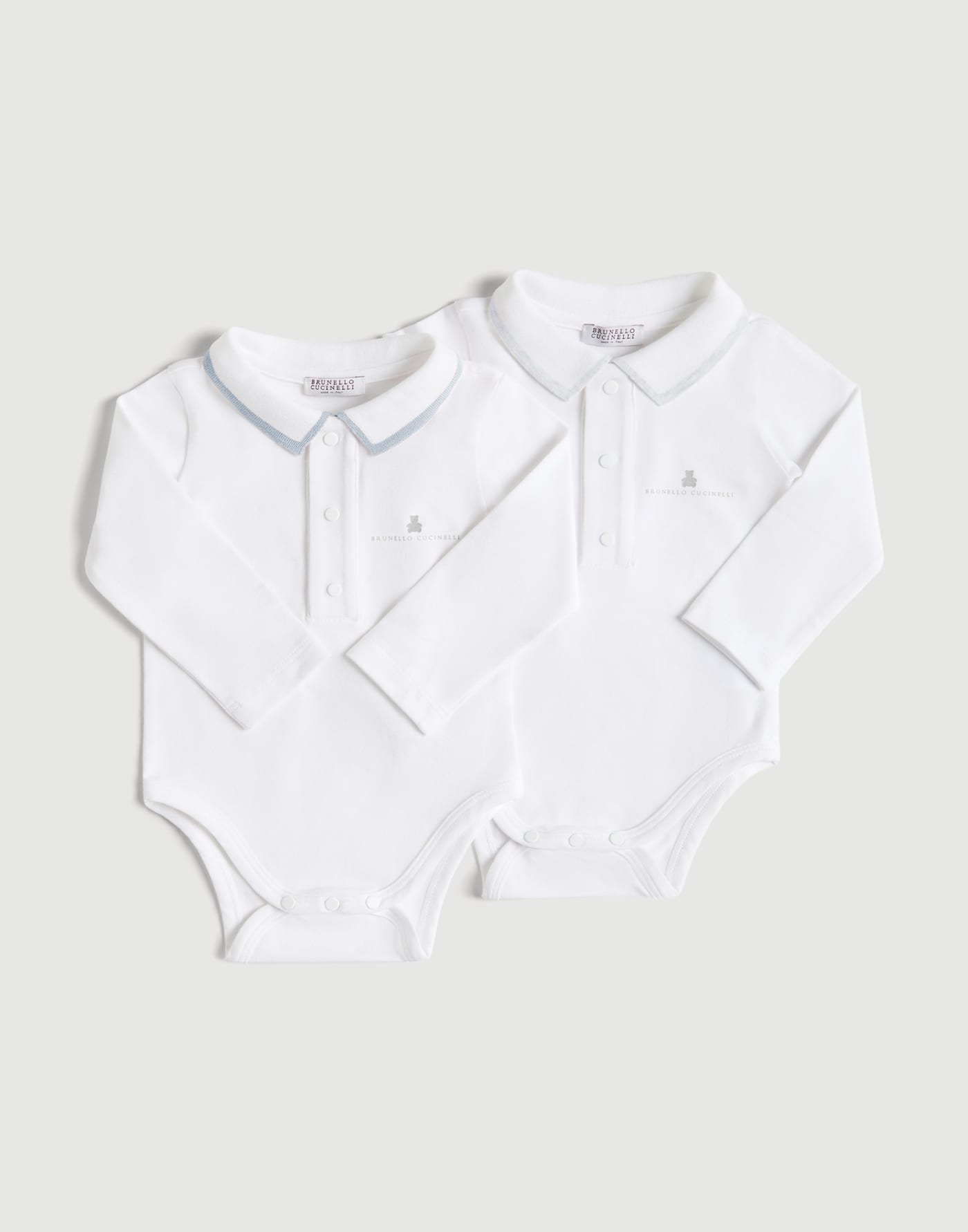 Body manica lunga Baby Bernie Bianco / Beige Baby - Brunello Cucinelli