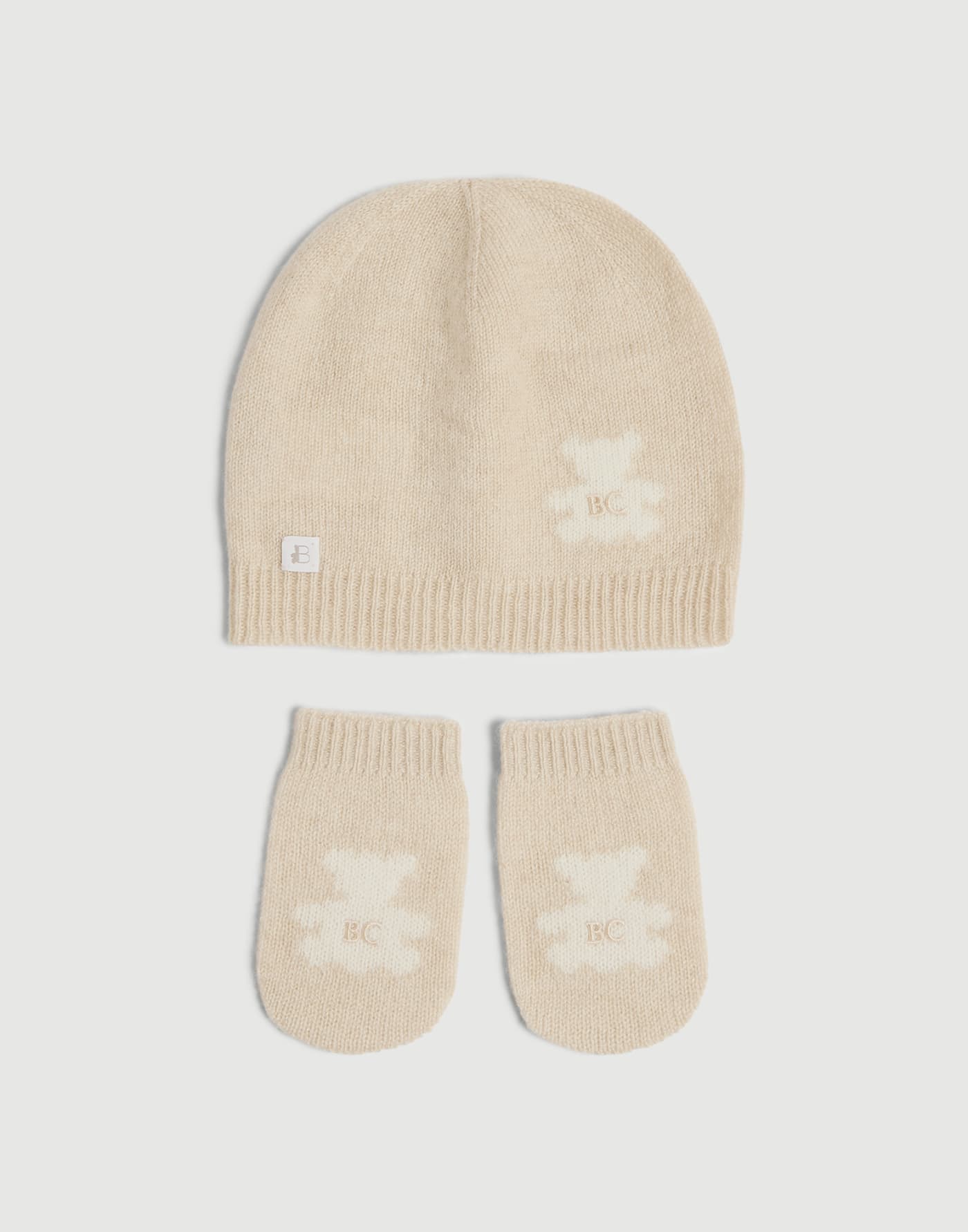 Baby Bernie-Set mit Strickmütze, Handschuhen und Socken Sand Baby - Brunello Cucinelli