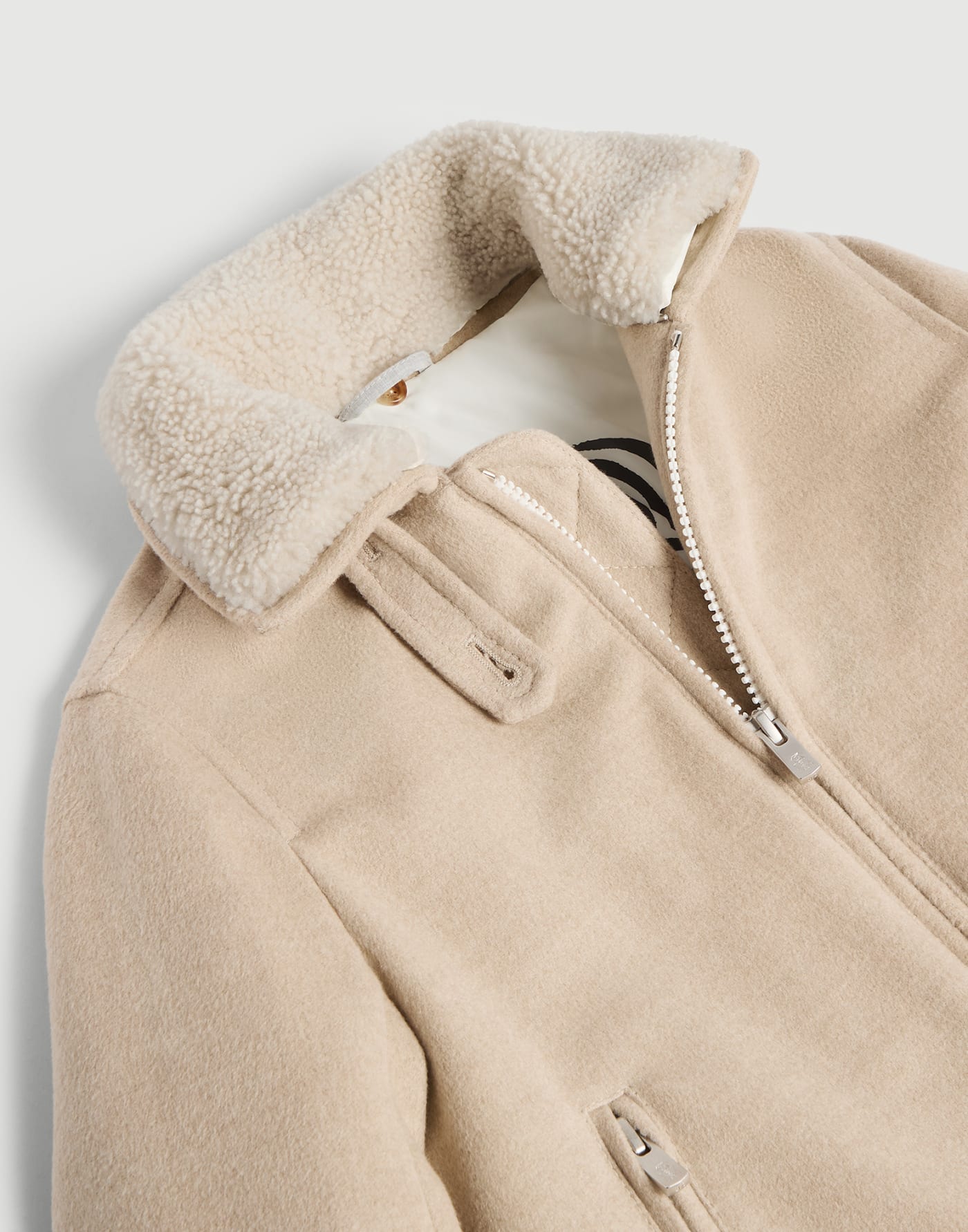 Virgin wool beaver cloth aviator jacket Sand Boys - Brunello Cucinelli
