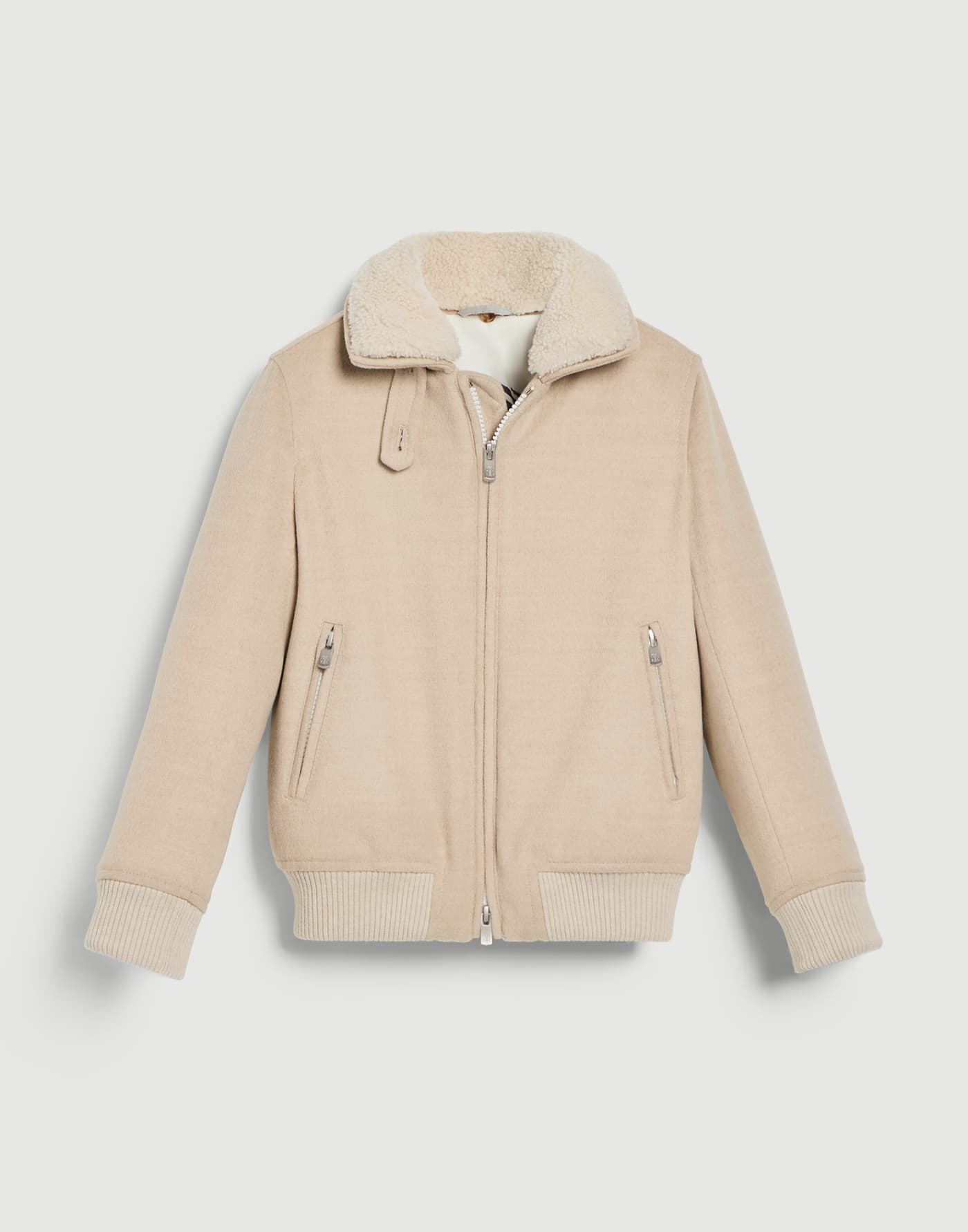 Virgin wool beaver cloth aviator jacket Sand Boys - Brunello Cucinelli