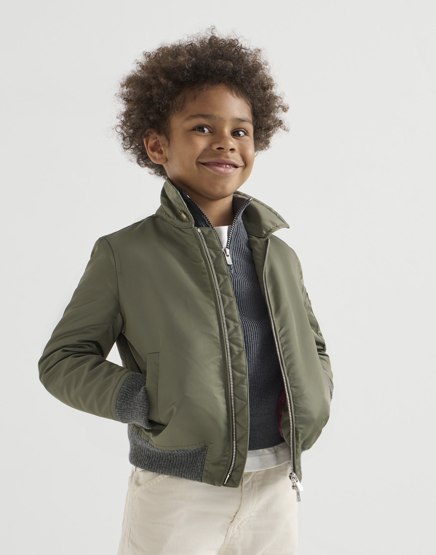 Bomber idrorepellente Dark Military Bambino - Brunello Cucinelli