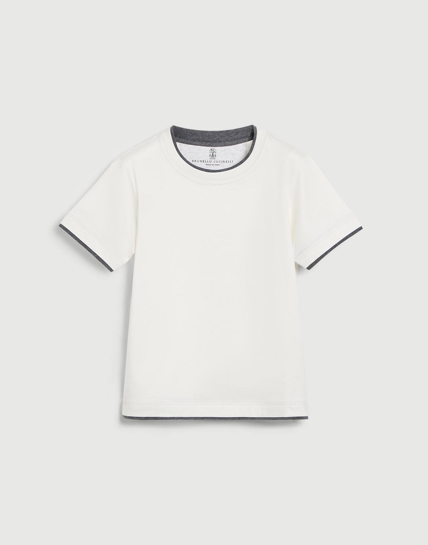 棉质汗布 T 恤 白色 男童 - Brunello Cucinelli