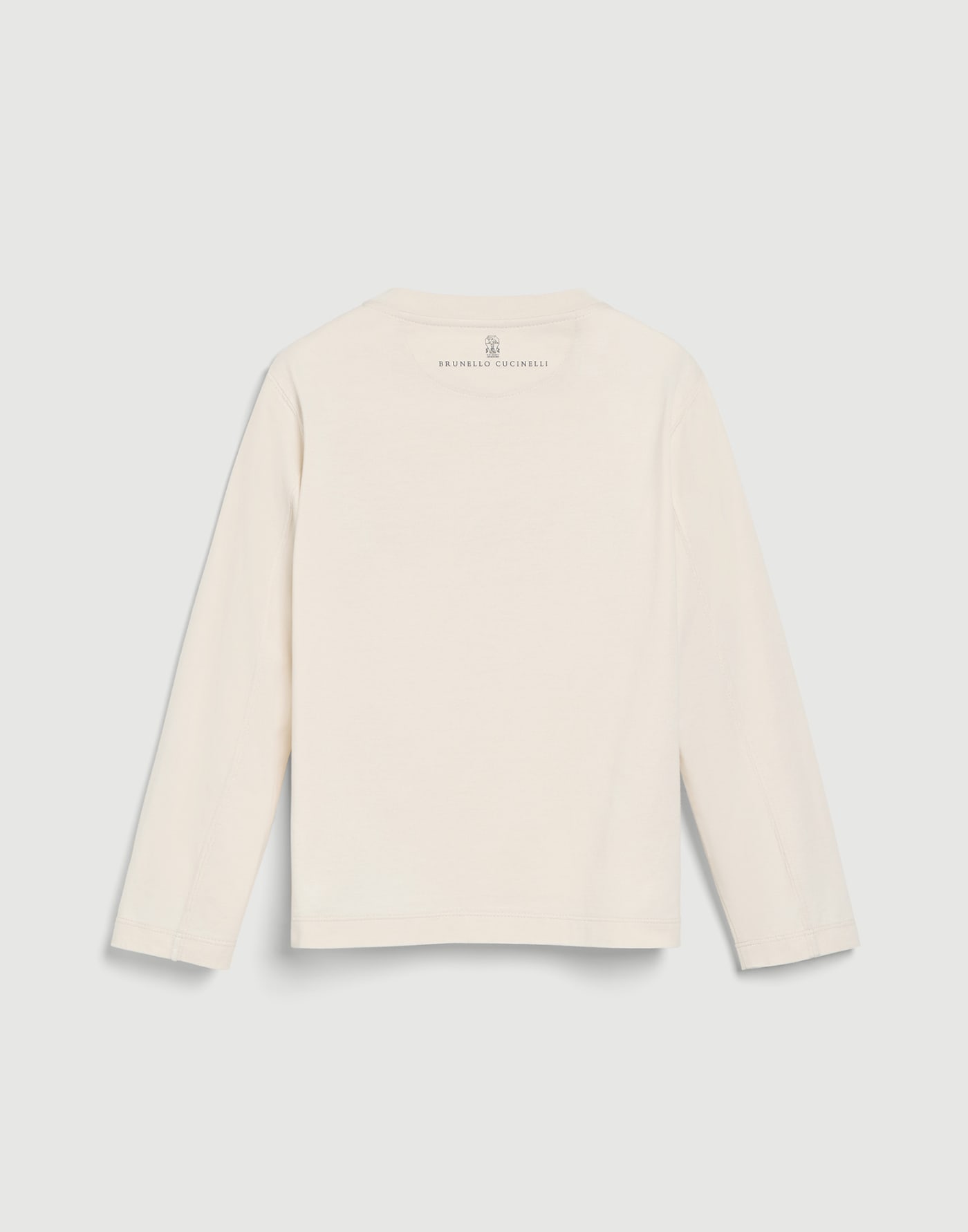 刺繡長袖 T 恤 奶油色 男童 - Brunello Cucinelli