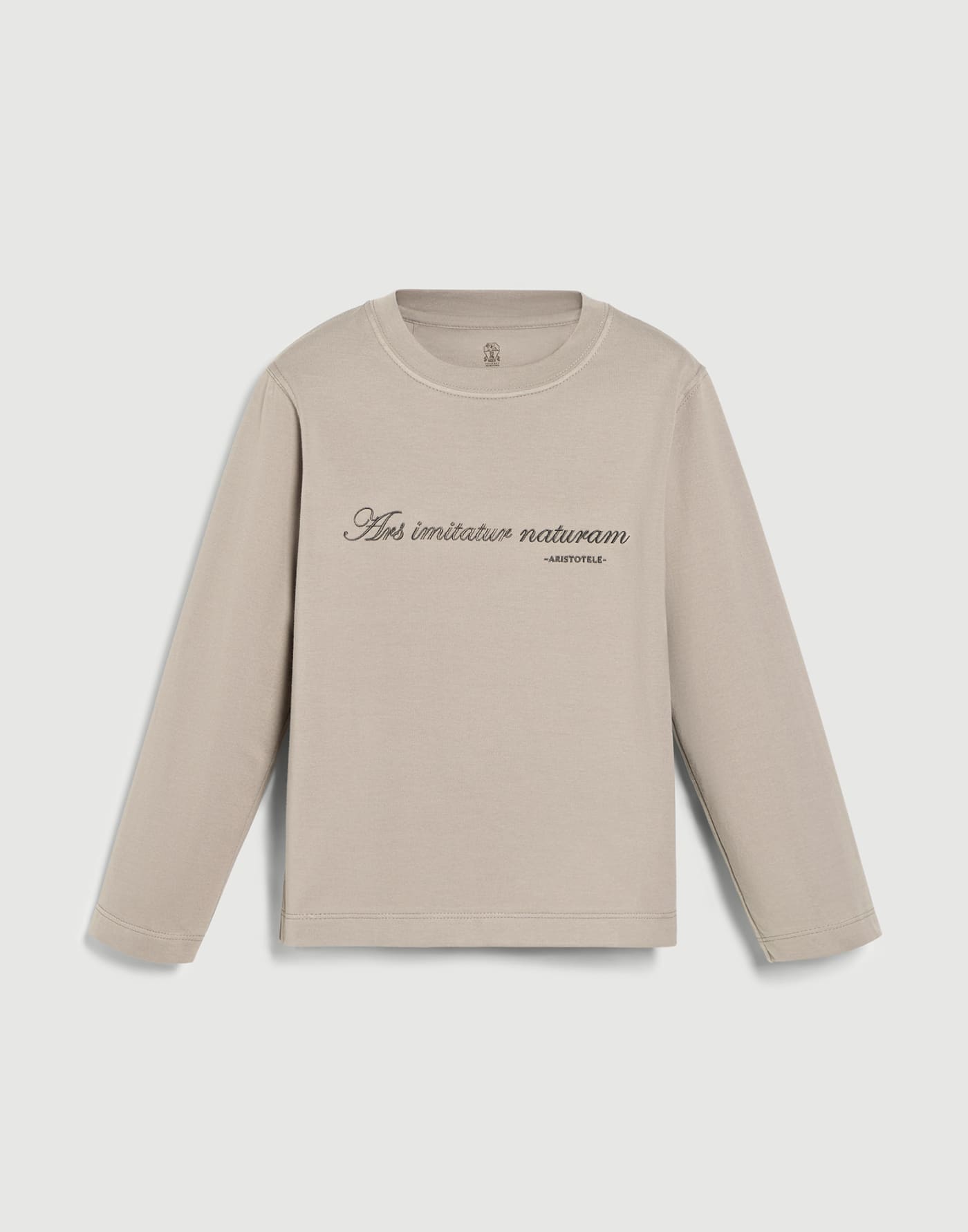 刺繡長袖 T 恤 石灰色 男童 - Brunello Cucinelli