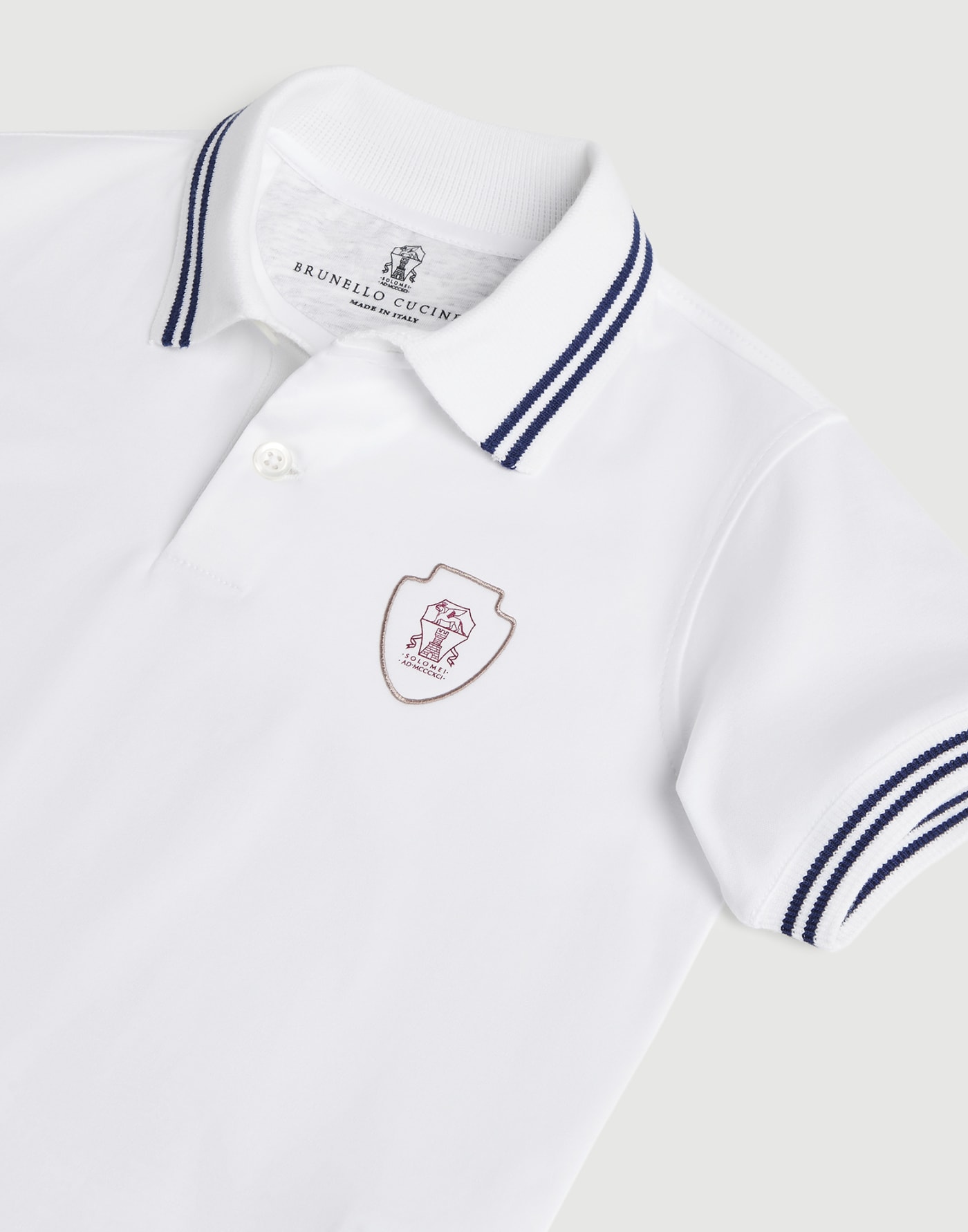 Cotton jersey polo shirt with logo White Boys - Brunello Cucinelli