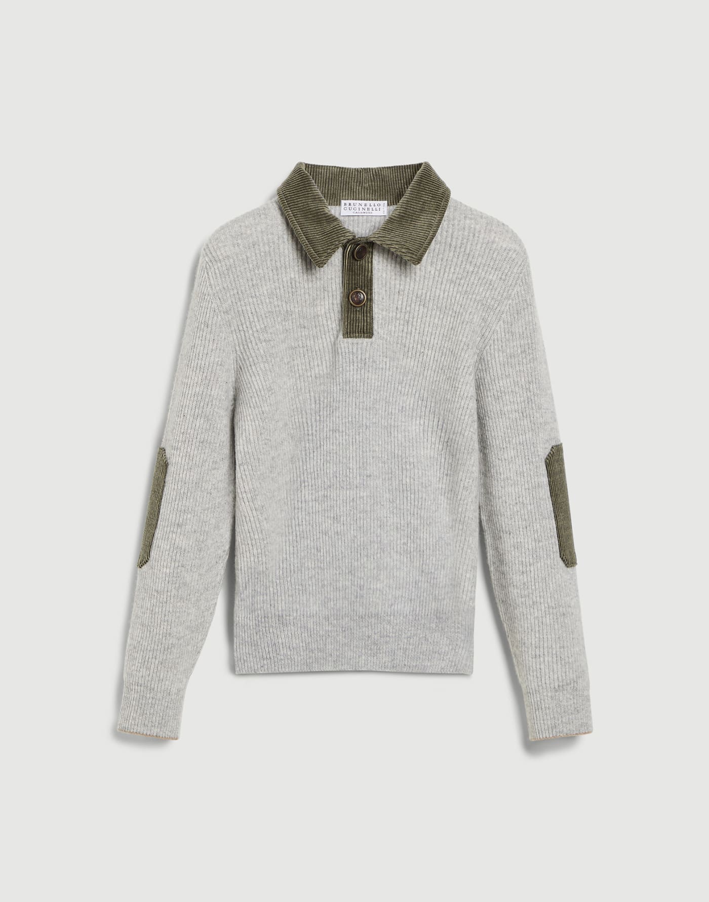 Polo in cashmere costa inglese Grigio Chiaro Bambino - Brunello Cucinelli