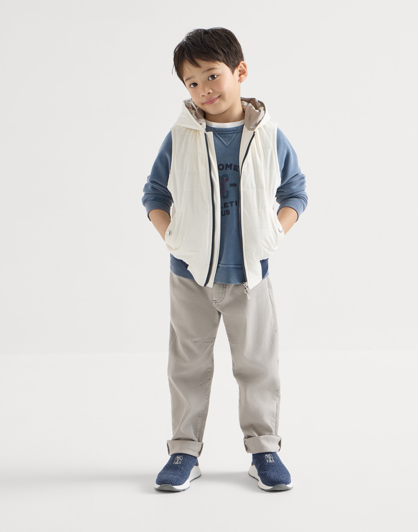 輕盈牛仔褲 冷米色 男童 - Brunello Cucinelli