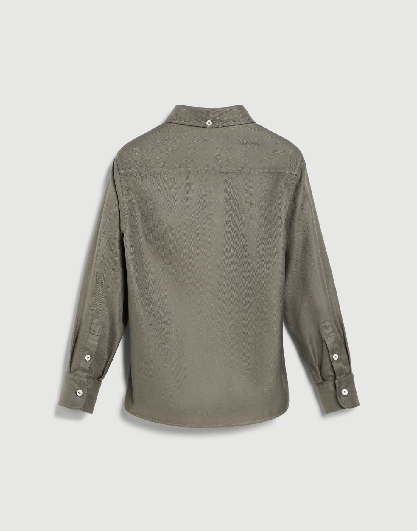 後染魚骨紋襯衫 軍綠色 男童 - Brunello Cucinelli