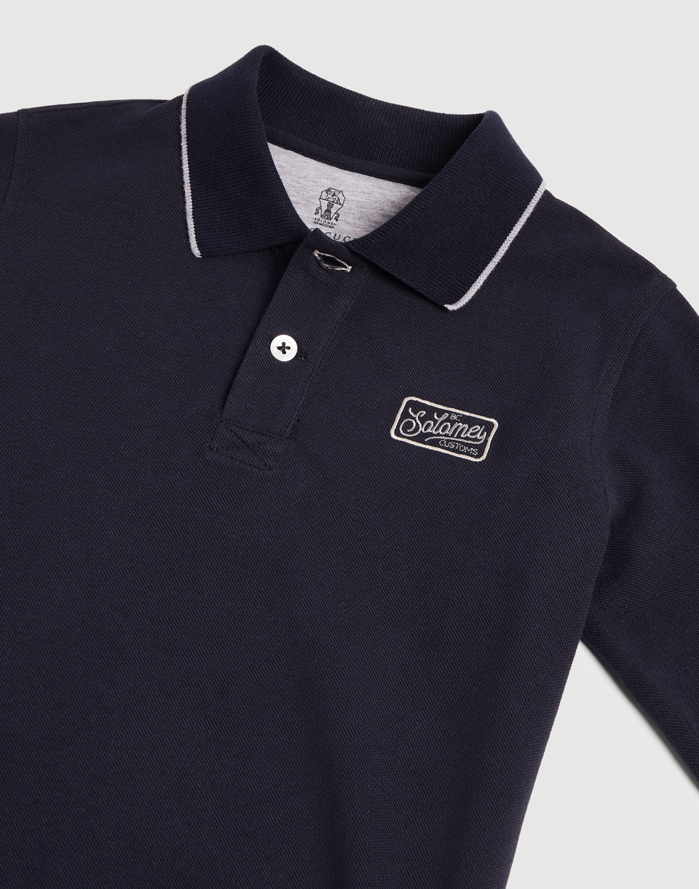 长袖双珠地马球衫 钴蓝 男童 - Brunello Cucinelli
