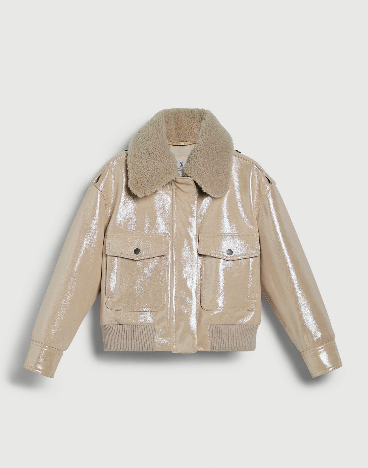 閃耀 Nappa 皮革外套 奶油色 女童 - Brunello Cucinelli